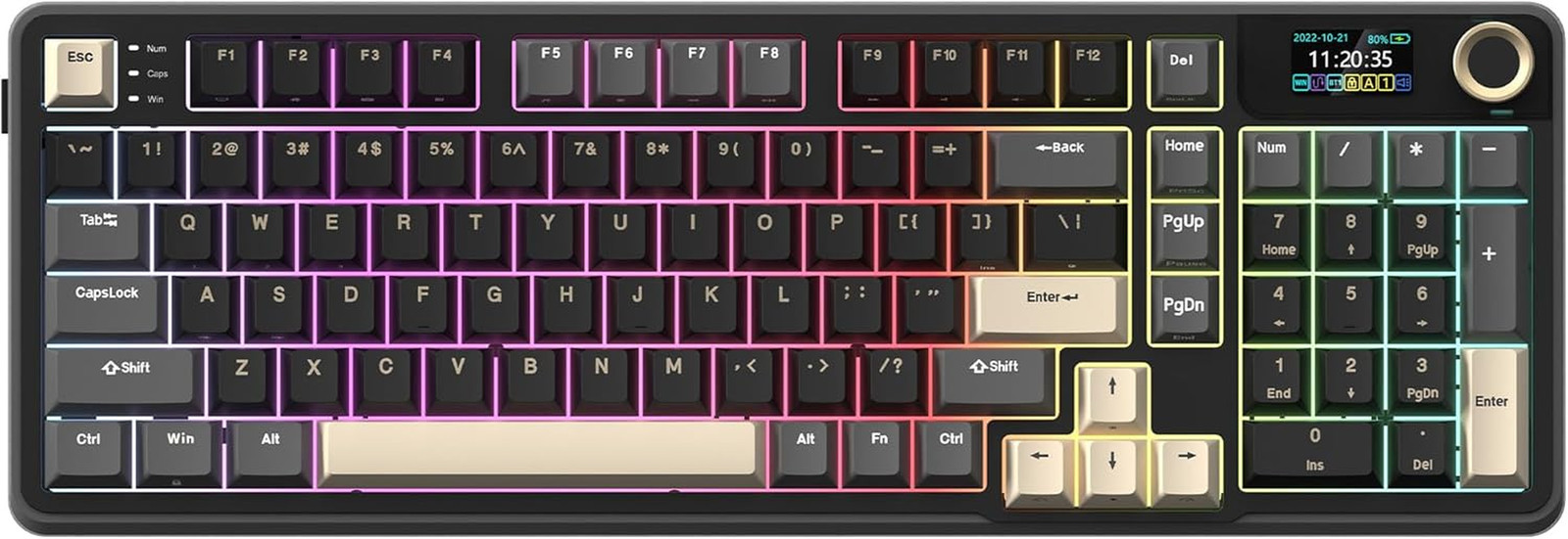 Neon S96 Wireless Mechanical Gaming Keyboard, 98-Key Layout W/Volume Knob, Bluet