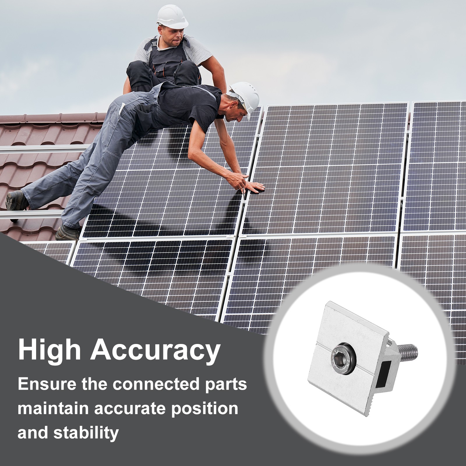 6 x Solar End Clamp Solar Panel Mount Bracket Silver Mounting Clamps 30mm