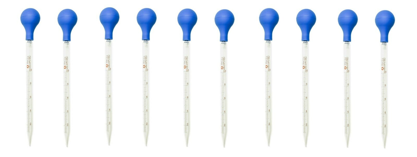 10Pk 5ml Glass Graduated Dropper Pipettes Lab Dropper w/ Red Rubber Cap&Scale