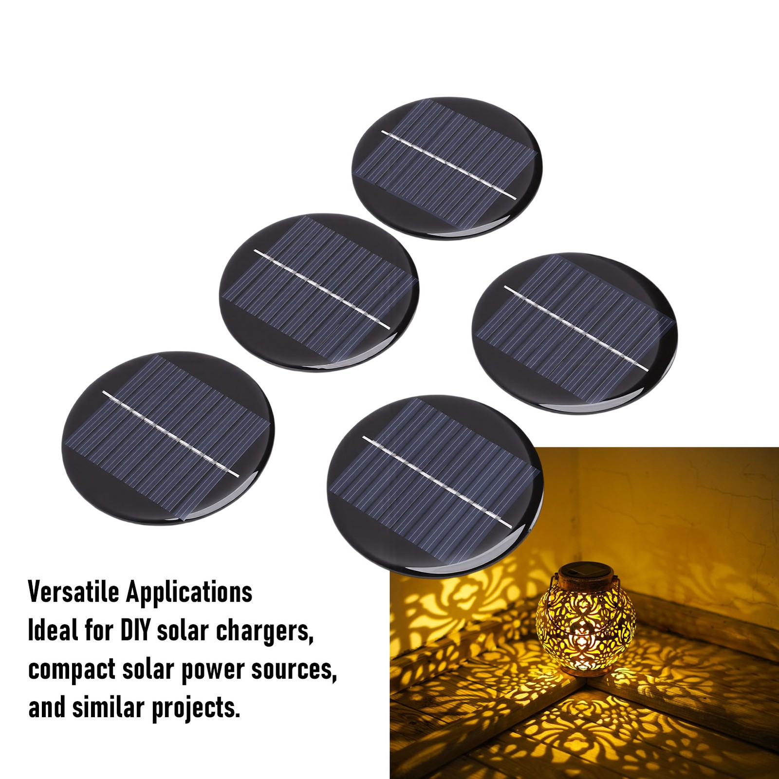 5pcs Round Monocrystalline Silicon Solar Panel For Small Devices PWJM