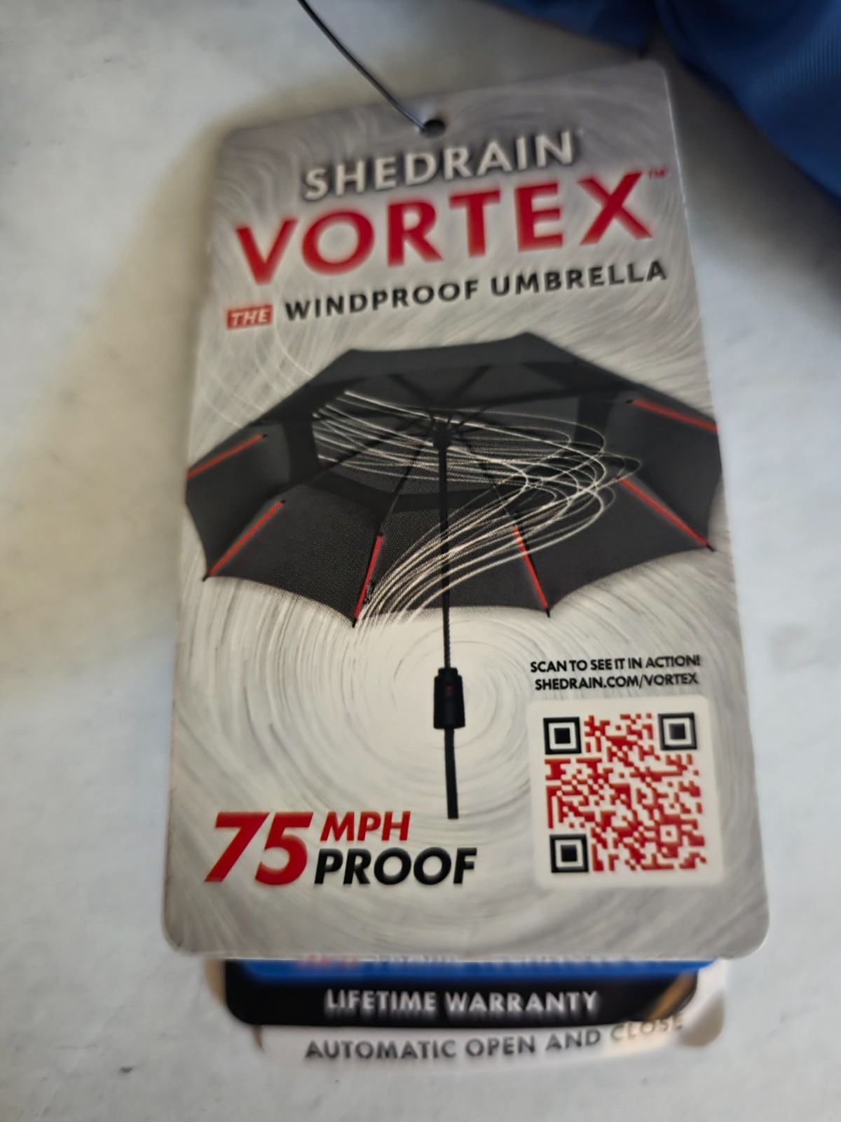 ShedRain Vortex Compact Folding Travel Windproof Umbrella Auto Open & Close Blue