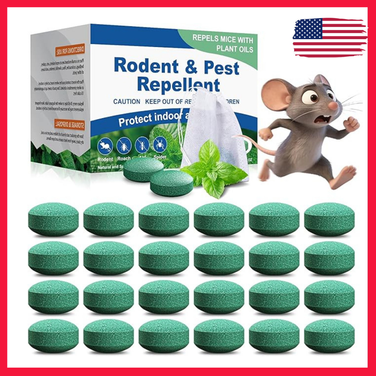 Natural Rodent Repellent Peppermint Sachets 24 Pack Mouse Mice Pest - US