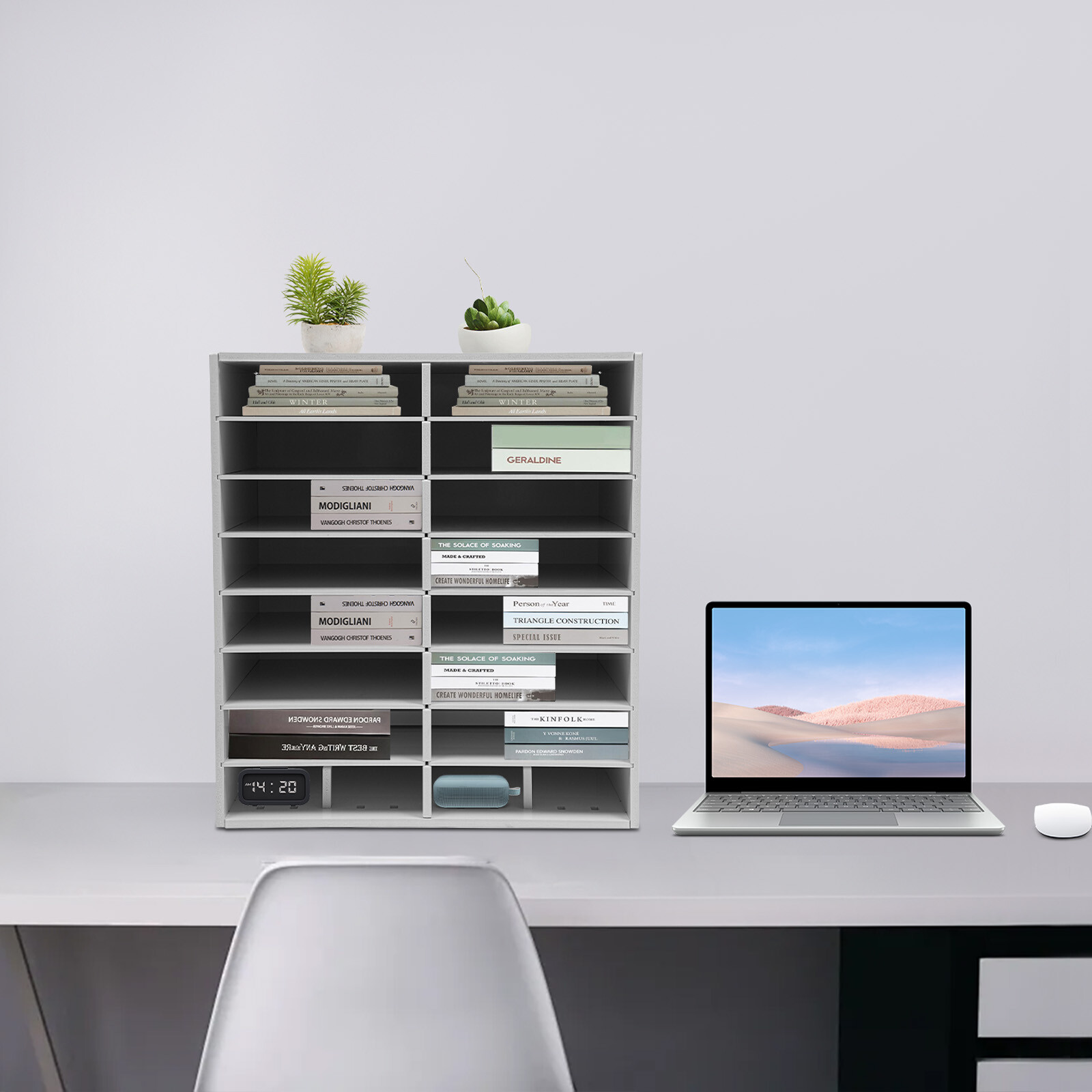 16-slot File Organizer, File Storage Holder, White File Organizer