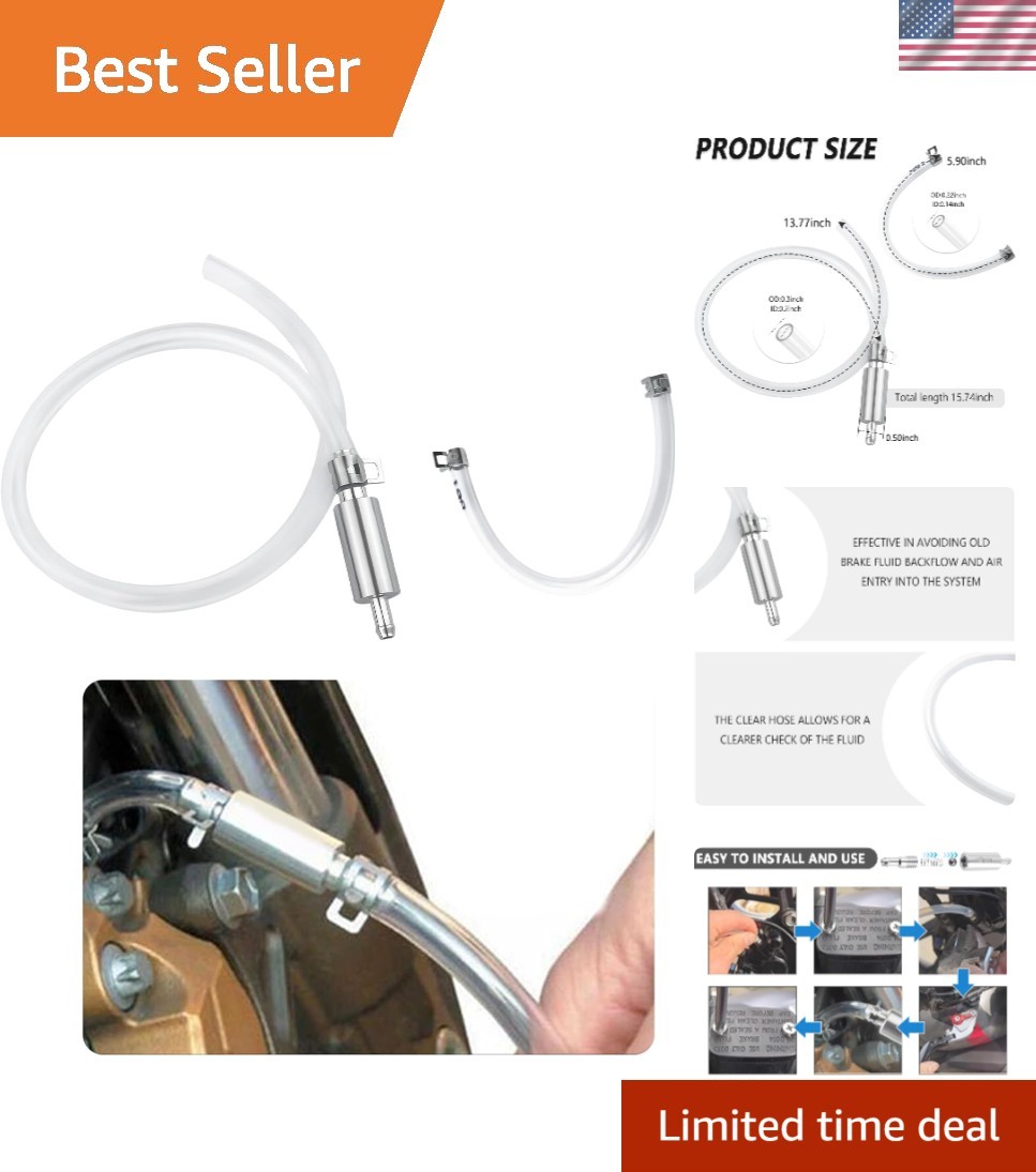 Aluminum & Rubber Brake Bleeder Kit with One-Way Valve - Universal Car Accessory