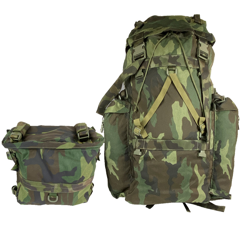 RARE Italian Army 90L Woodland Rucksack w/ Assault Pouch Woodland NOS Unissued