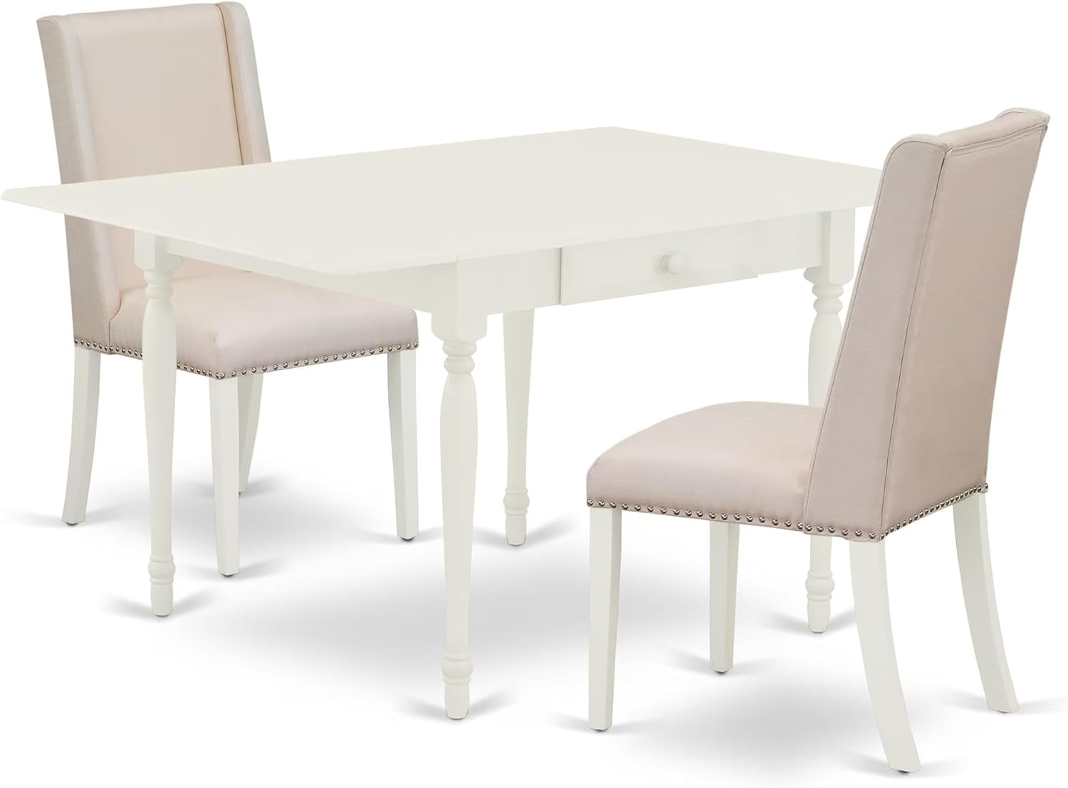 MZFL3-LWH-01 3 Piece Dining Set Contains a Rectangle Dining Room Table with Drop