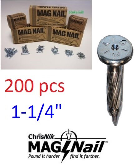 ChrisNik MagNails 241250 Survey Nails, 1-1/4" x 3/16" -DOUBLE BOX of ~200