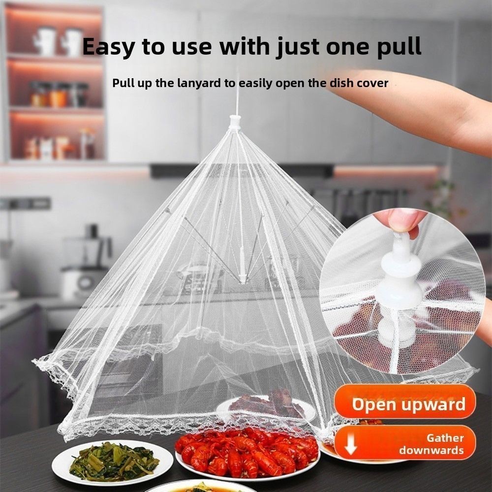 Breathable Dining Table Mesh Cover Foldable Vegetable Cover Umbrella