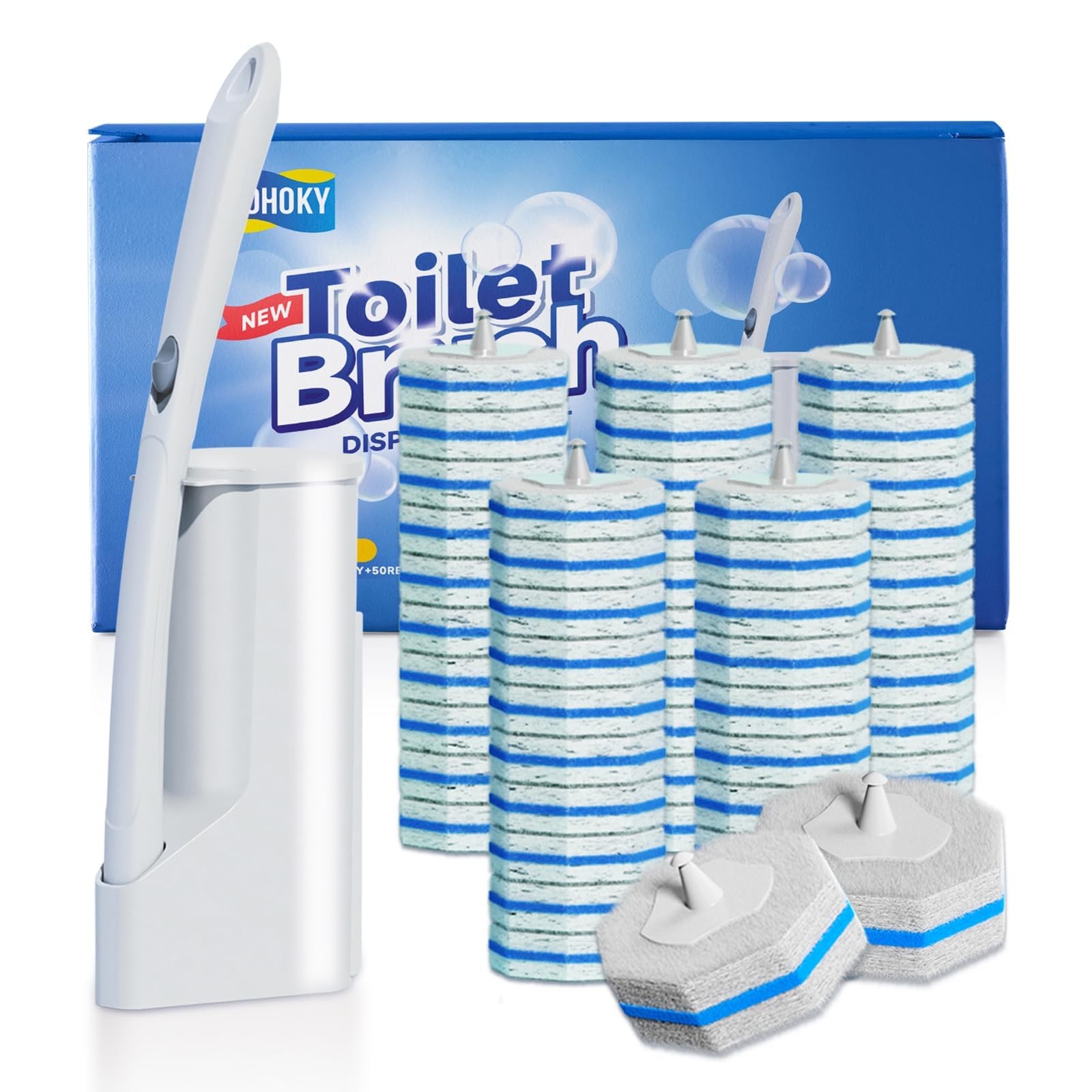 Disposable Toilet Brush Cleaning System with 5.9 x 3.5x 15.7(Inches), White