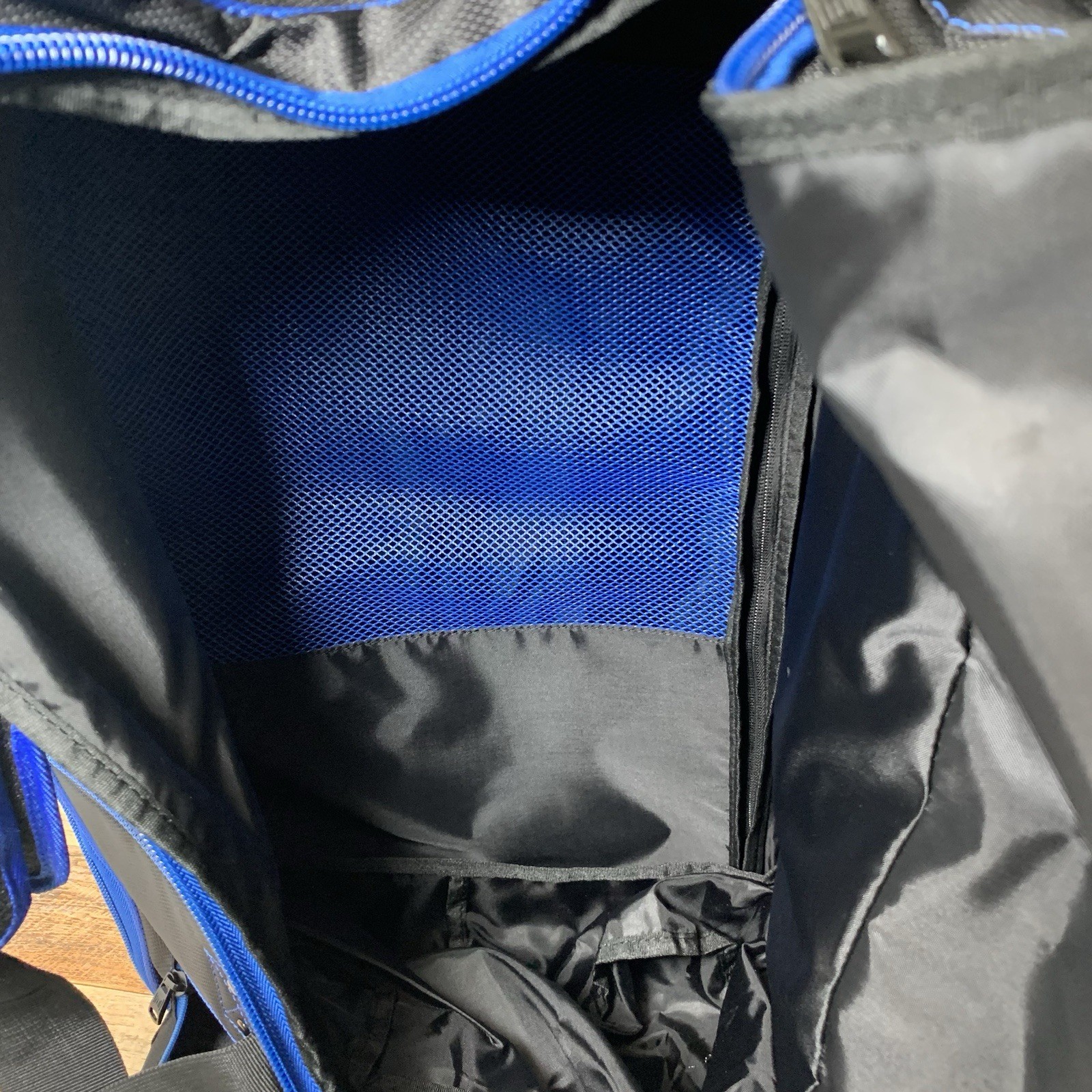 FŪL - Full Split Level Rolling Duffle Luggage Bag with Wheels - Black / Blue