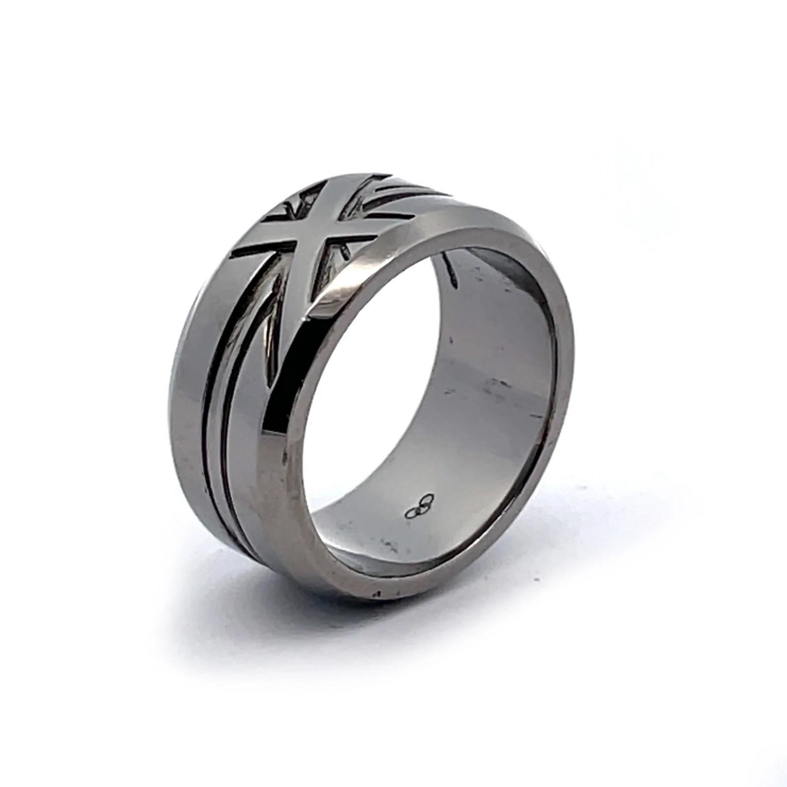LINKS OF LONDON Men's Sterling Silver Ruthenium Vermeil Union Jack Ring T NEW