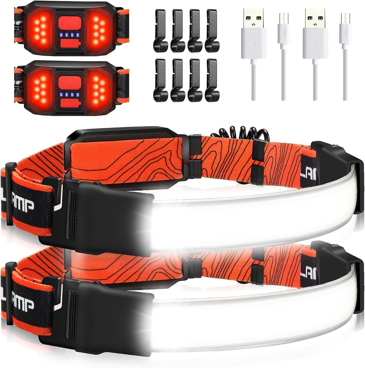 2-Pack Rechargeable Headlamps | 1000 Lumens & 230° Wide Angle Illumination