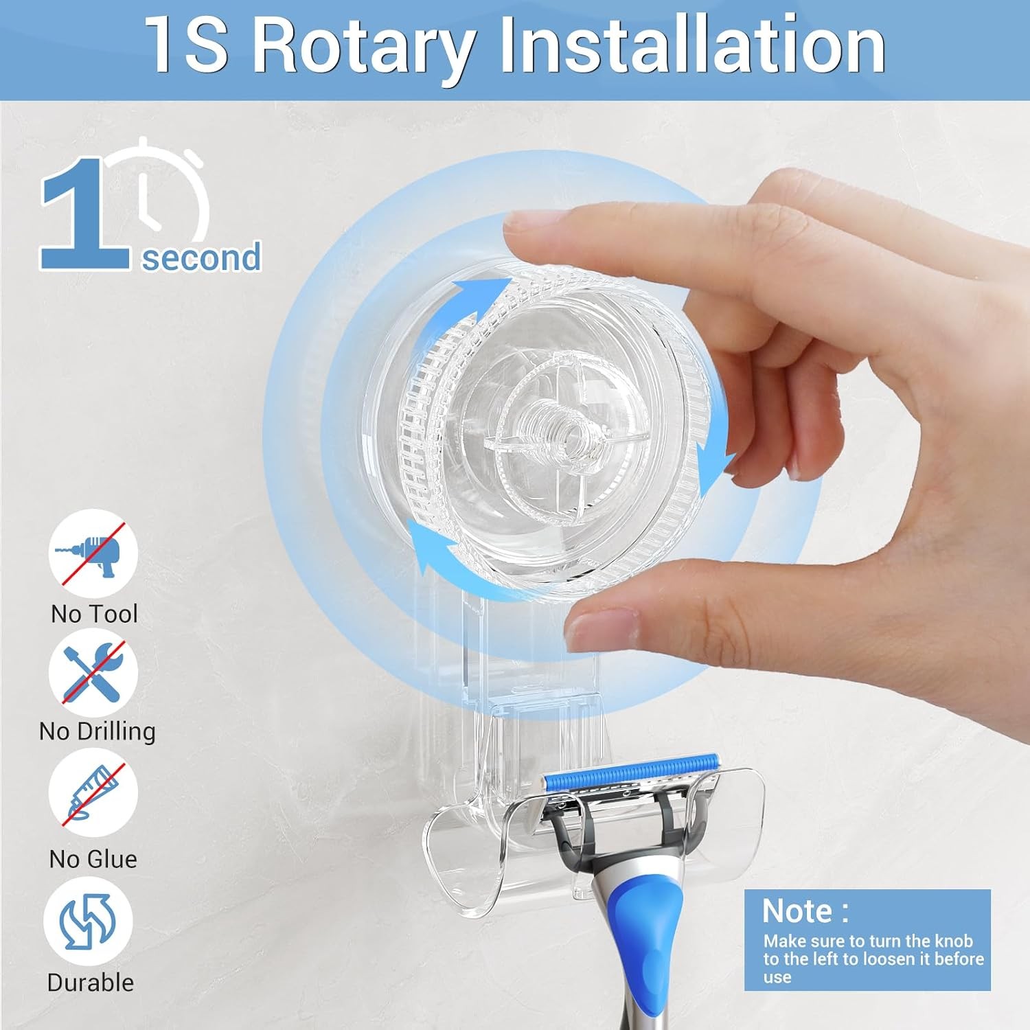 Suction Hooks, 2 Pack Razor Hooks Removable & Reusable Suction Shower Hook