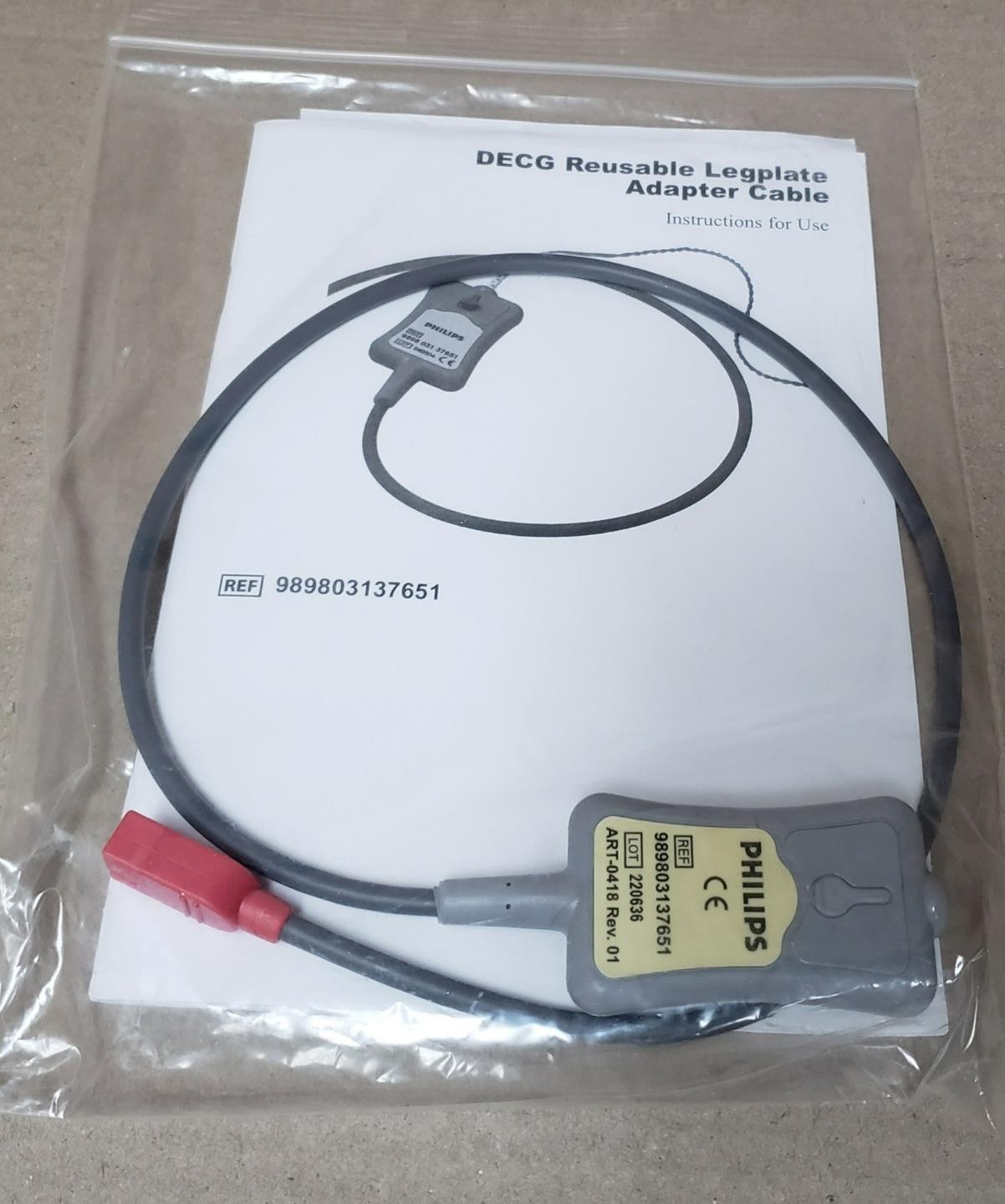 NEW PHILIPS 989803137651 DECG REUSABLE LEGPLATE ADAPTOR CABLE 050-0422 ! M22 W