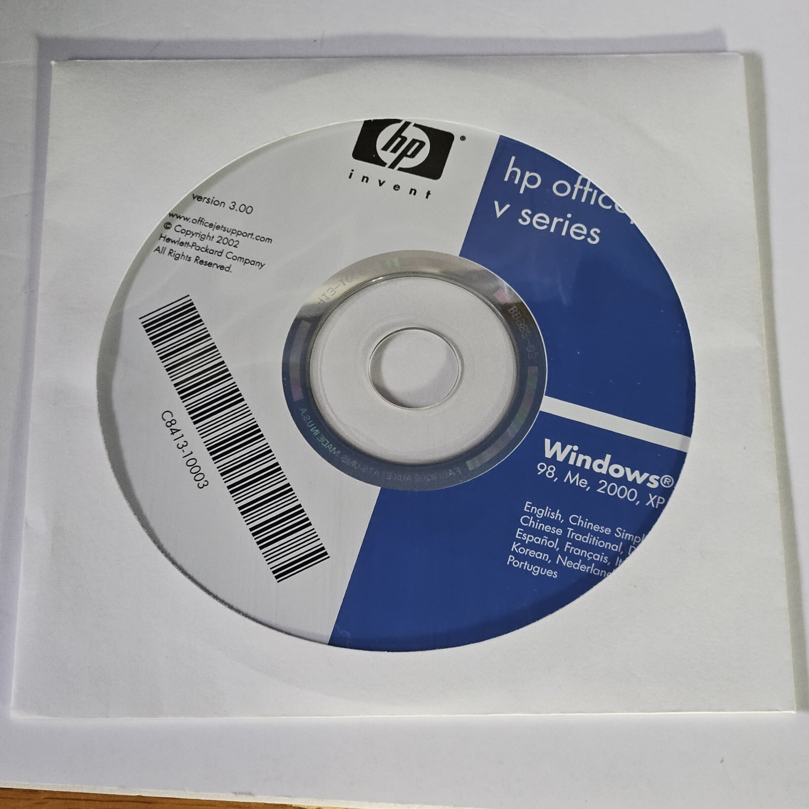 HP OfficeJet V Series Windows 98 Me 2000 XP Software Version 3.00 Disk