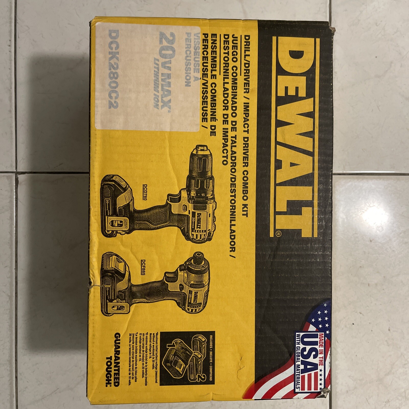 Dewalt DCK280C2 Cordless CombInation Kit, 1.5A/hr., 20V Max