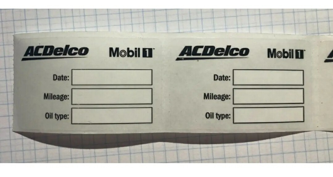 Mobil 1 Oil change reminder windshield  AC Delco cling stickers (100)
