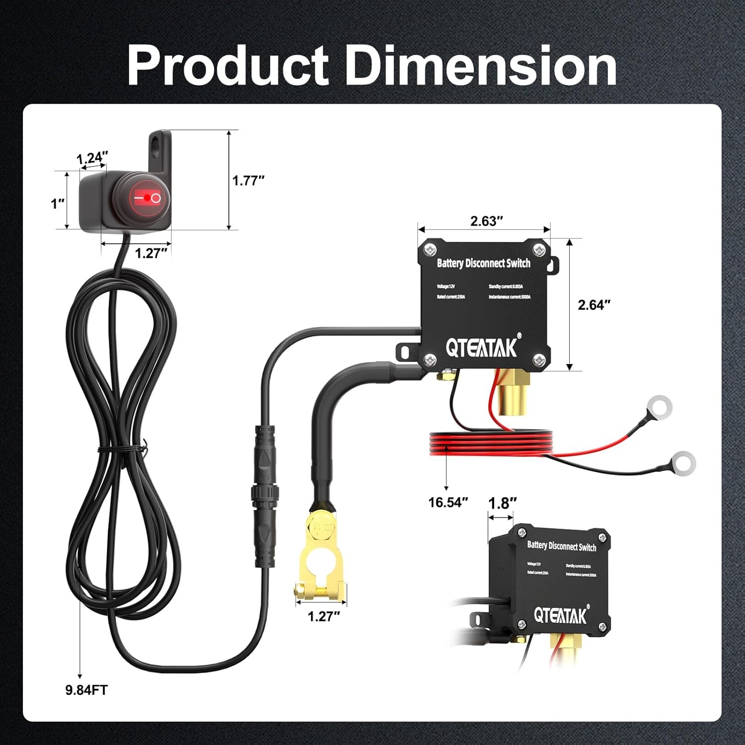 12V 250A Battery Disconnect Switch Kill Switch, Prevent Drain for...