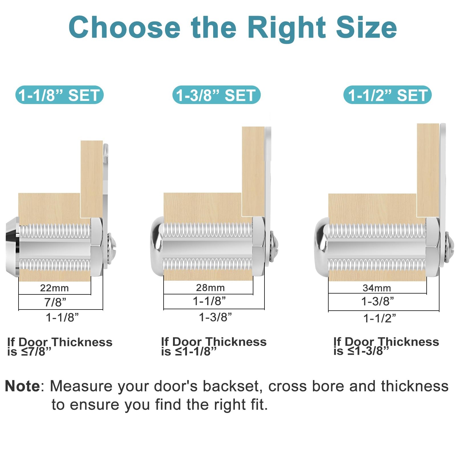 1-1/2" Cam Lock Keyed Different Cabinet Locks with Keys Secure Files Drawers ...