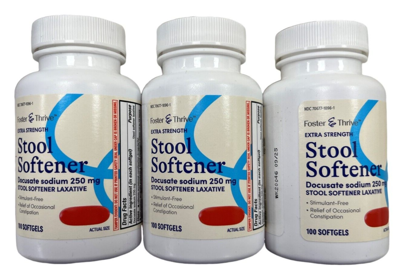 F&T Stool Softener Docusate HIGH DOSE 250 mg 100 Softgels ( 3 pack ) ^