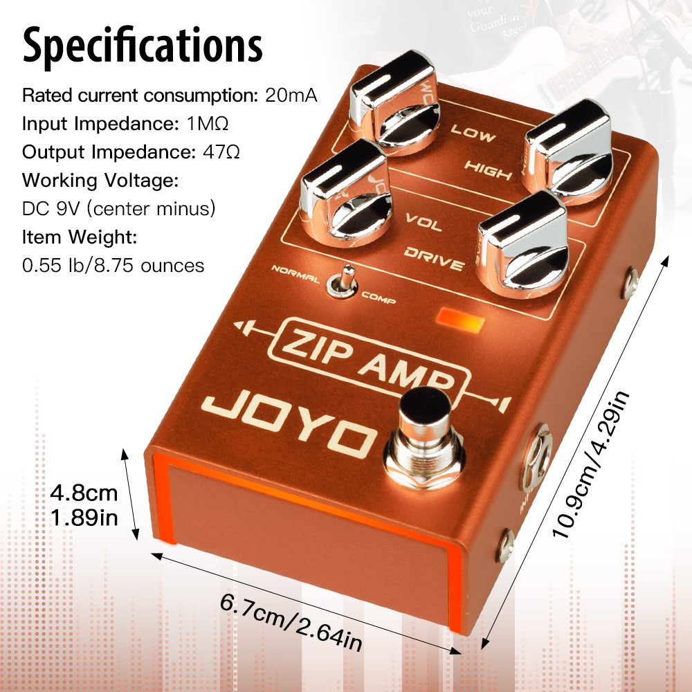 JOYO AMP Pedal Simulate Amplifier Effect Compression Overdrive Pedal for Guitar