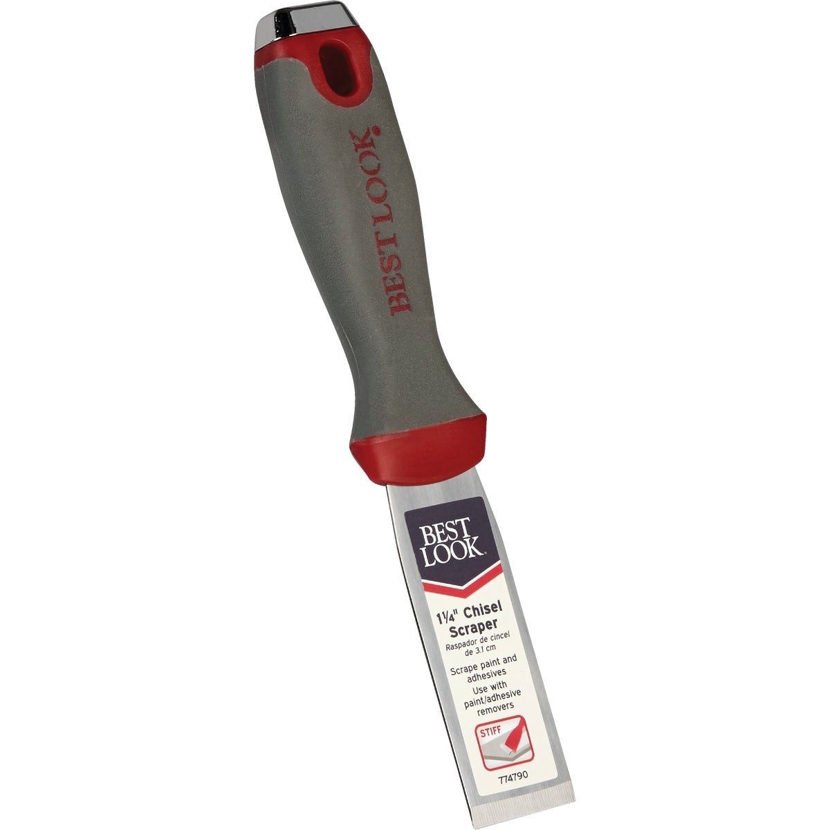 Best Look 1-1/4 In. Stiff Ergo Chisel Scraper 774790 Master Painter Grey/Red