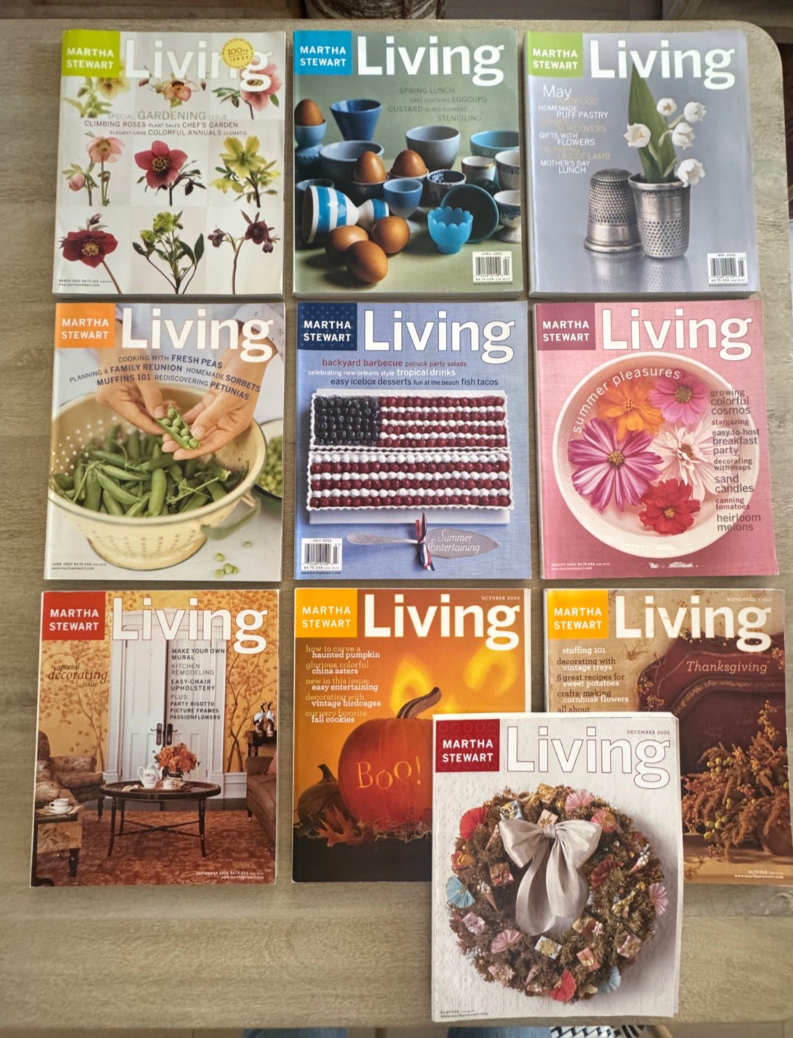 Martha Stewart Living Magazine, 2002, choose your issue.