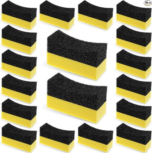 18 Pieces Tire Applicator Dressing Shine Sponge, Tire Dressing Applicator Pads,
