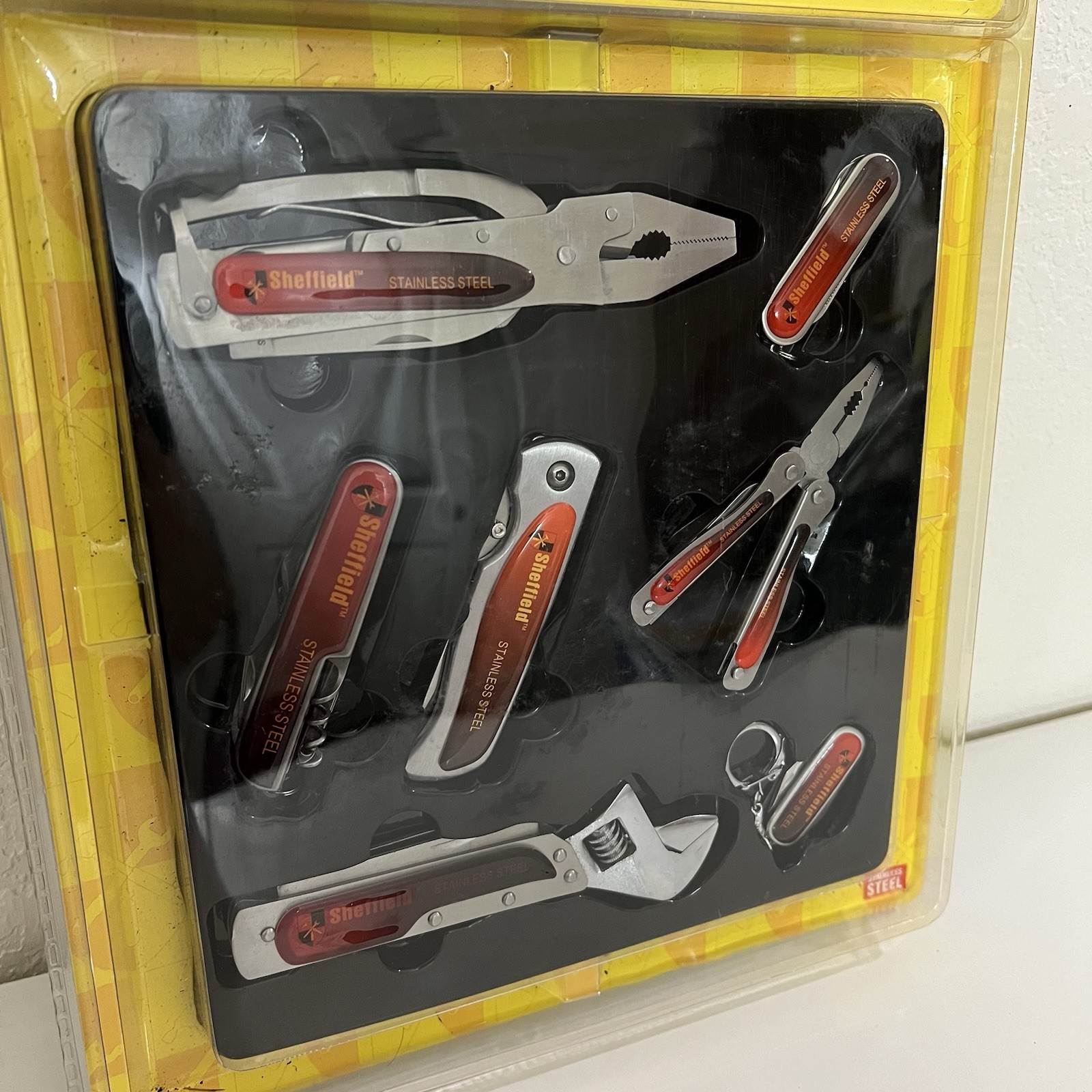 Sheffield 7 Piece Multi Function Tool Kit Stainless Steel - With Belt Pouch
