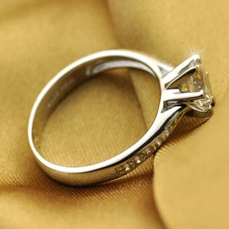 Lab-Created Round Cut 2.20 Ct White Diamond Engagement Ring 925 Sterling Silver