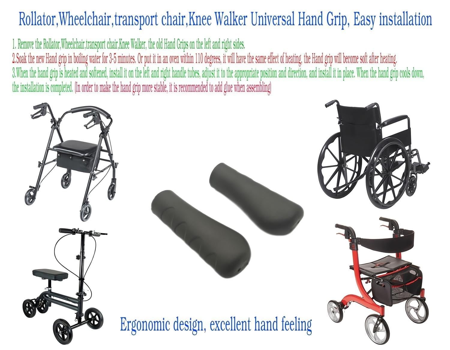 Hand Grip Replacement 7/8" Diameter for Rollator, Wheelchair, Knee Walker