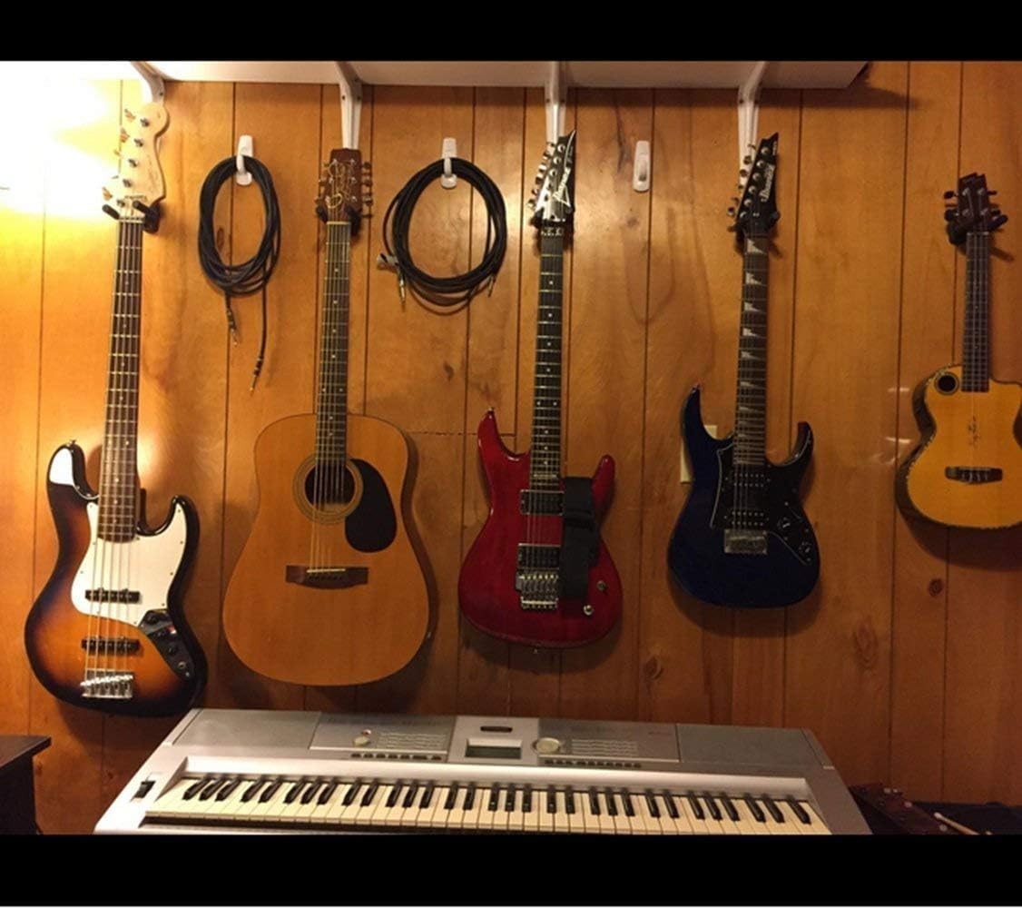 6 Guitar Hangers - Wall-Mounted Hook Set for All String Instruments