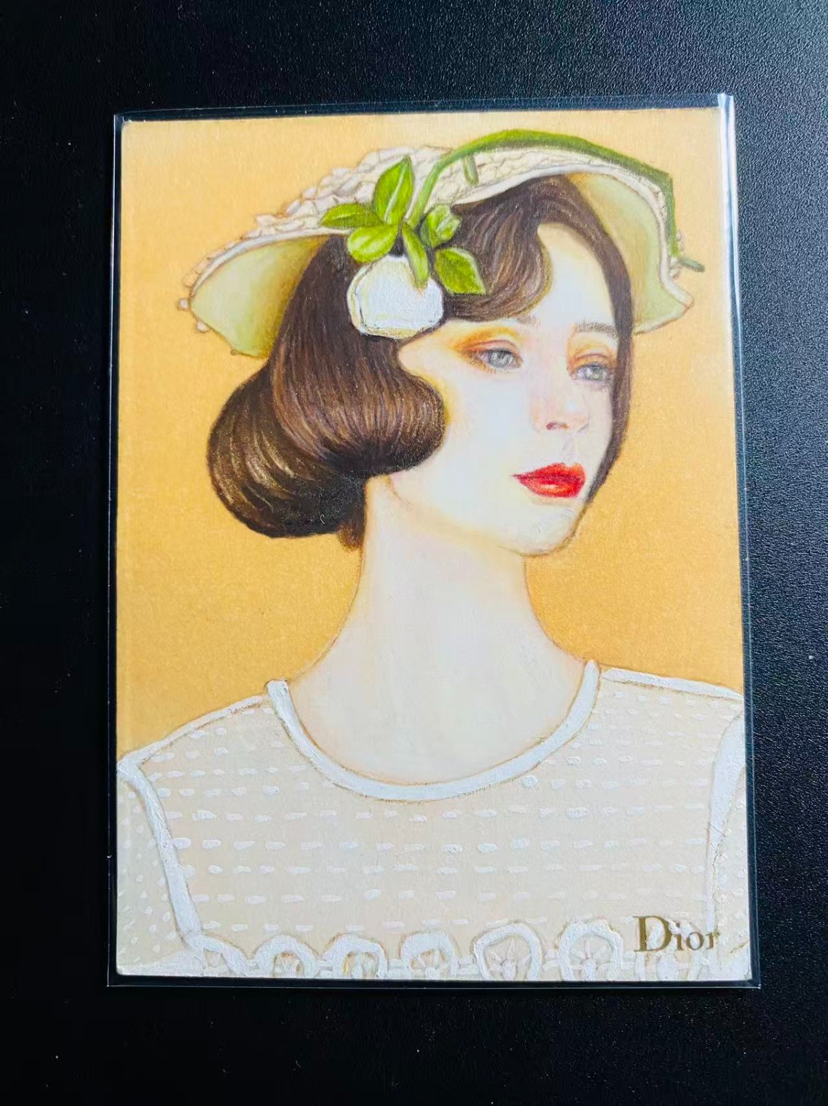 Wutong Studio 1920s Vintage Beauty with Camellia Hat 1/1 Sketch Card by Liuyue