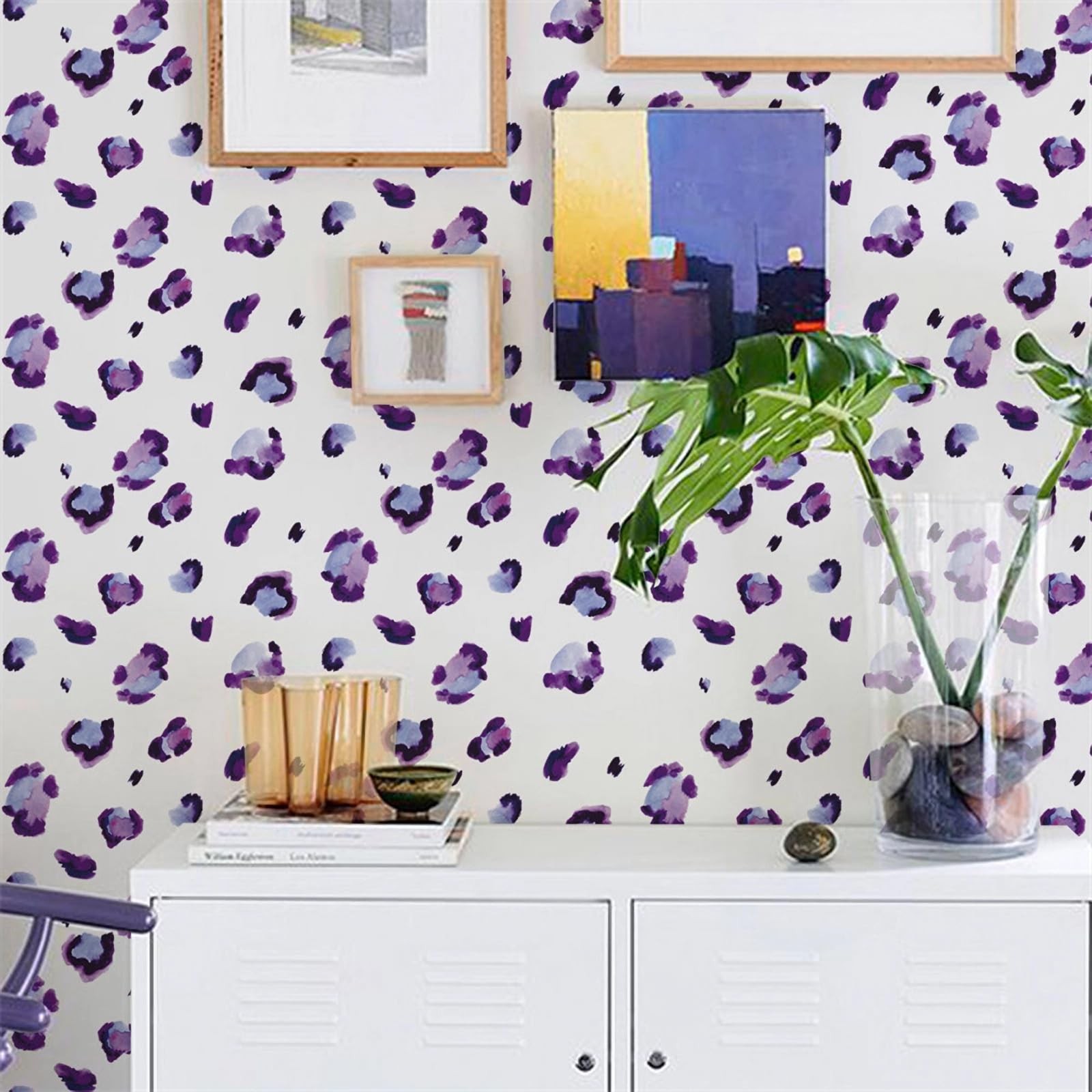 6 Sheets 180 Pcs Purple Leopard Print Wall Stickers, sacinora Animal