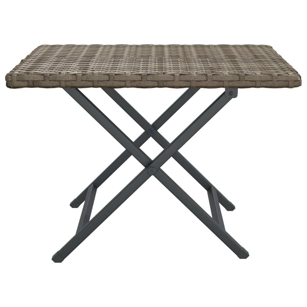 Folding Table Gray 17.7"x13.8"x12.6" Poly Rattan