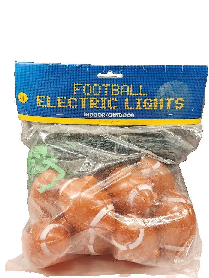 FOOTBALL Party Electric Lights 14' with 10 Football Lights UL Indoor Outdoor NEW
