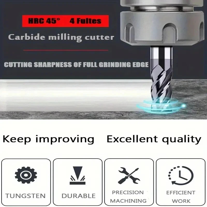 1/4" 4 FLUTE LONG CARBIDE END MILL - TiALN COATED