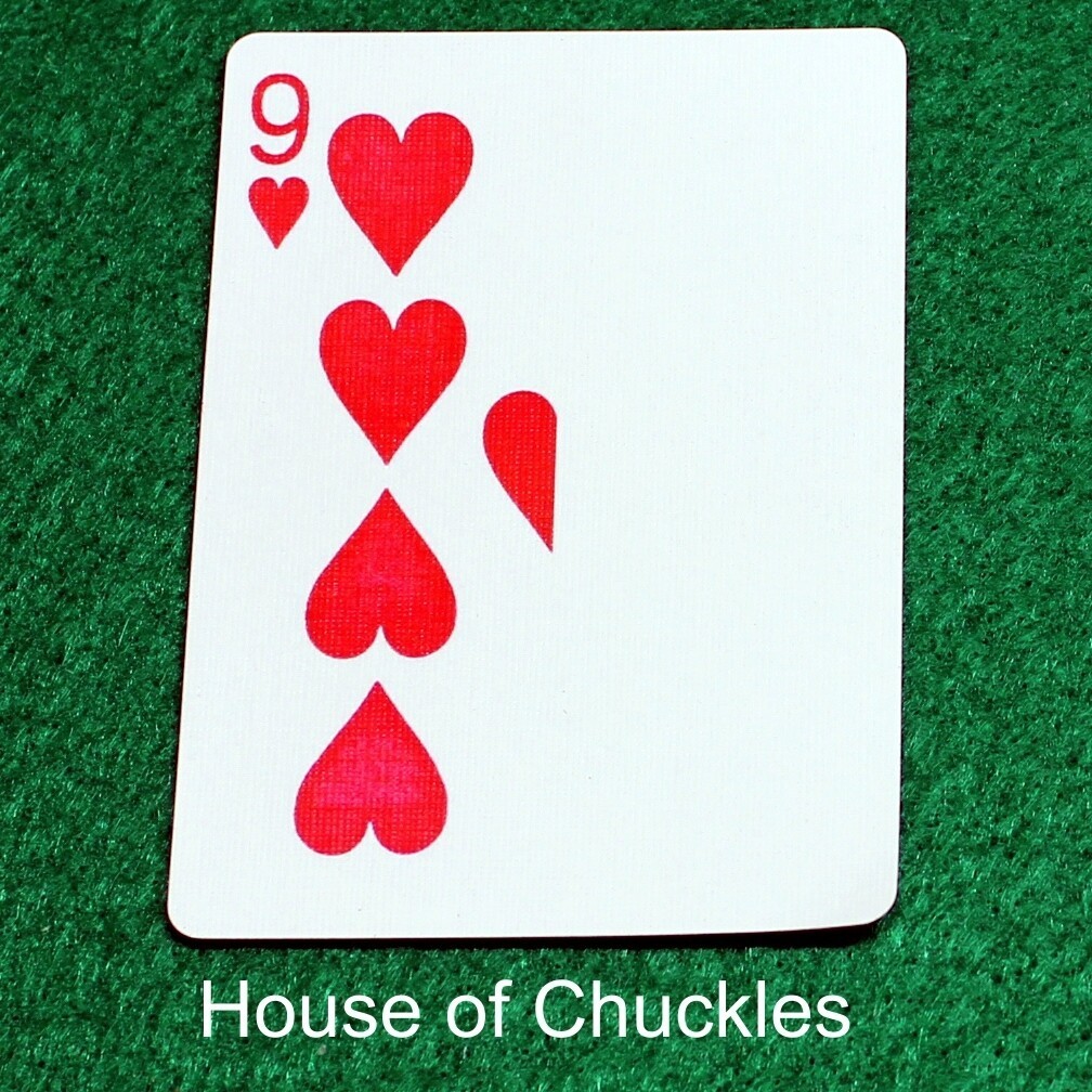 9 of Hearts | Blank - Half Vertical, Bicycle Printed Gaff Card, Blue