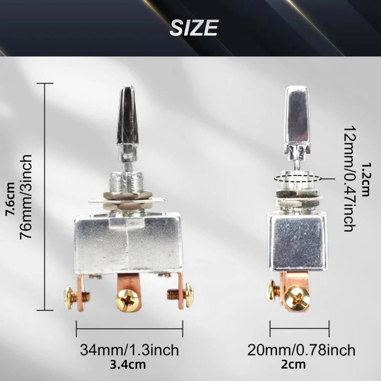12 Volt 50 Amp 3 Position Toggle Switch SPDT Self-Locking with Connection Wires