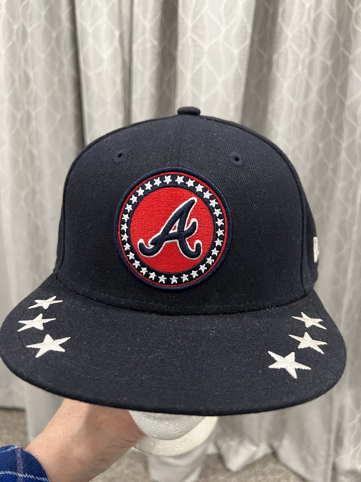 Atlanta Braves Allstar  New Era 59FIFTY Hat Cap Black w white Stars & Red Patch