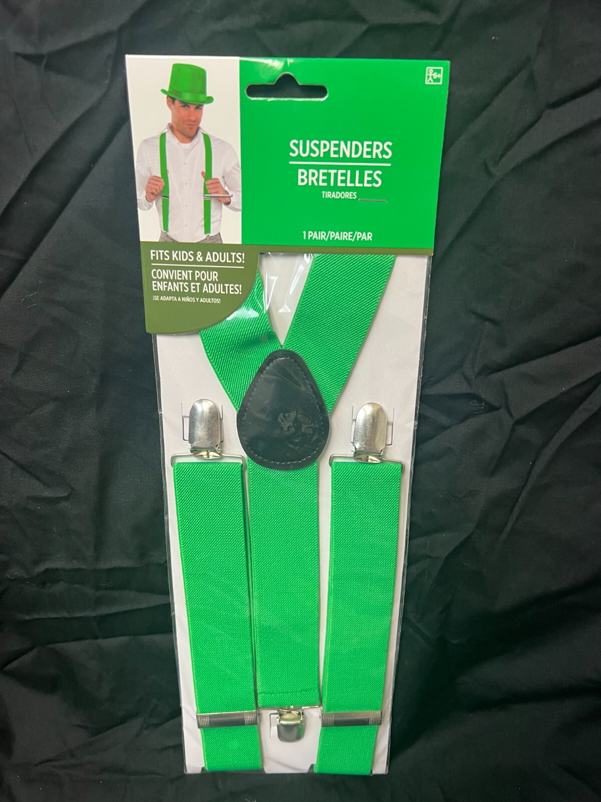 Amscan Unisex Green Costume Suspenders Fits Kids & Adults! One Size New In Pack