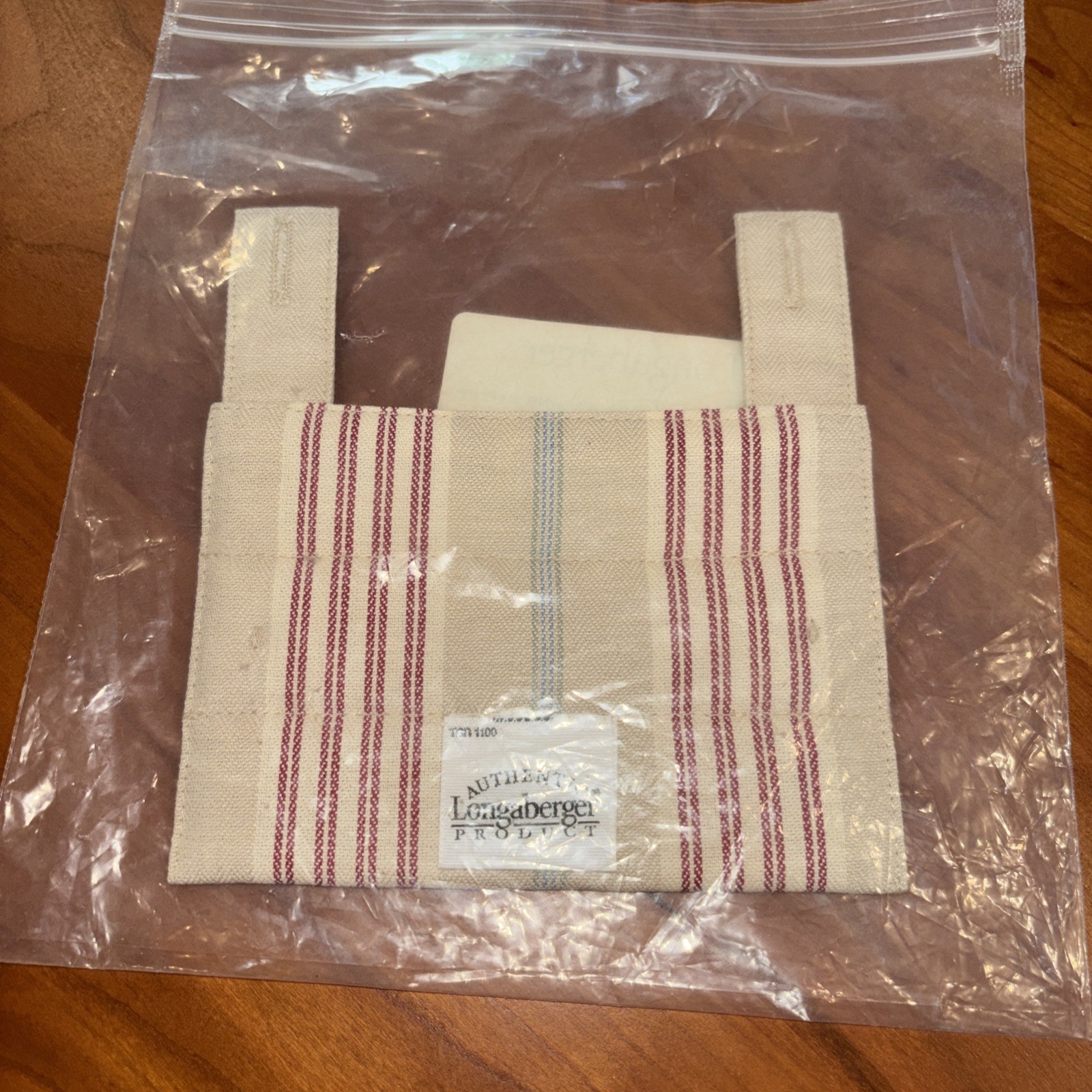 Longaberger Awning Stripe Button Fabric handle gripper - NEW