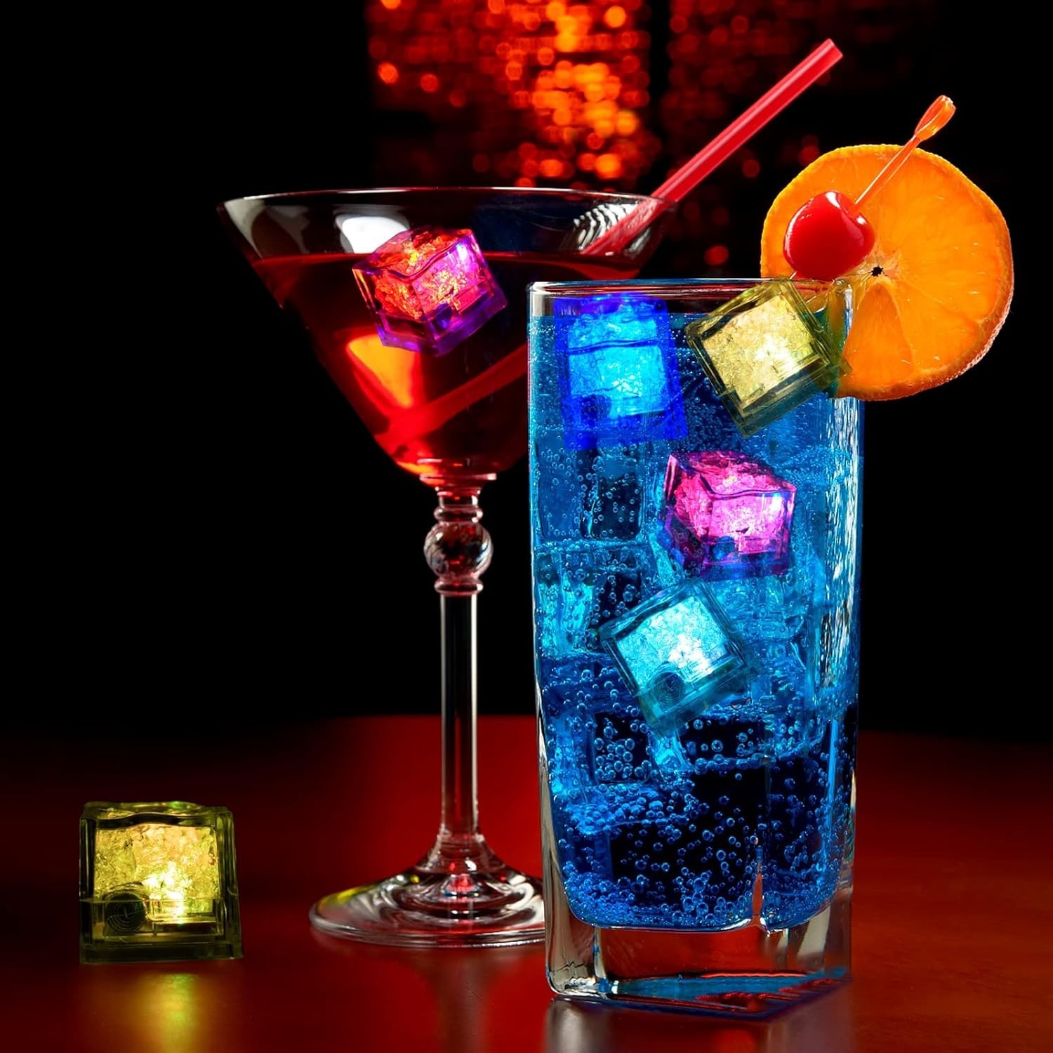 Multi-Color LED Ice Cubes - Safe, Waterproof & Essential For Weddings & Events