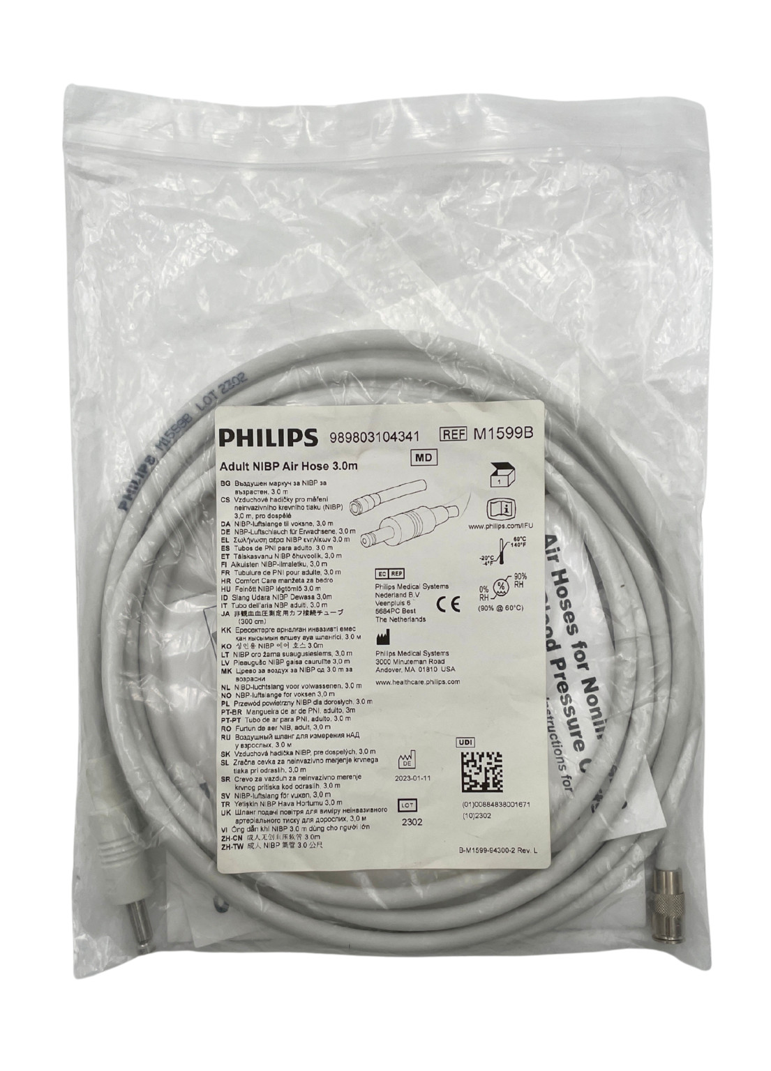 Philips M1599B 989803104341 Adult NIBP Air Hose 3.0m (F238)
