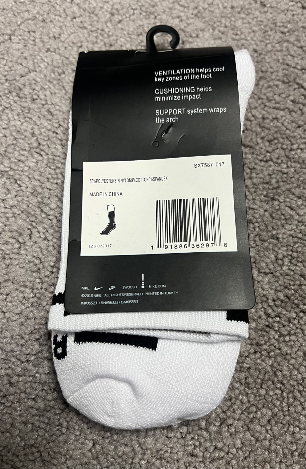 Nike Elite NBA Dri-FIT Basketball Quarter Crew Socks Black White 2 Pairs