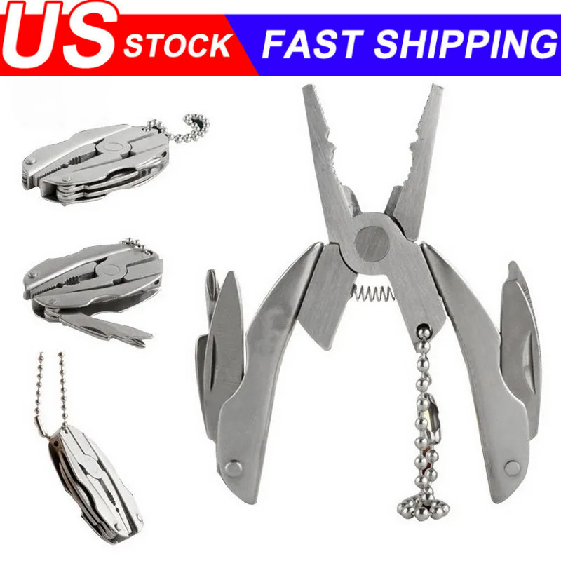 Pocket Multi Tool Pliers Mini Folding Key Chain Fishing Camping Small Pliers Lot