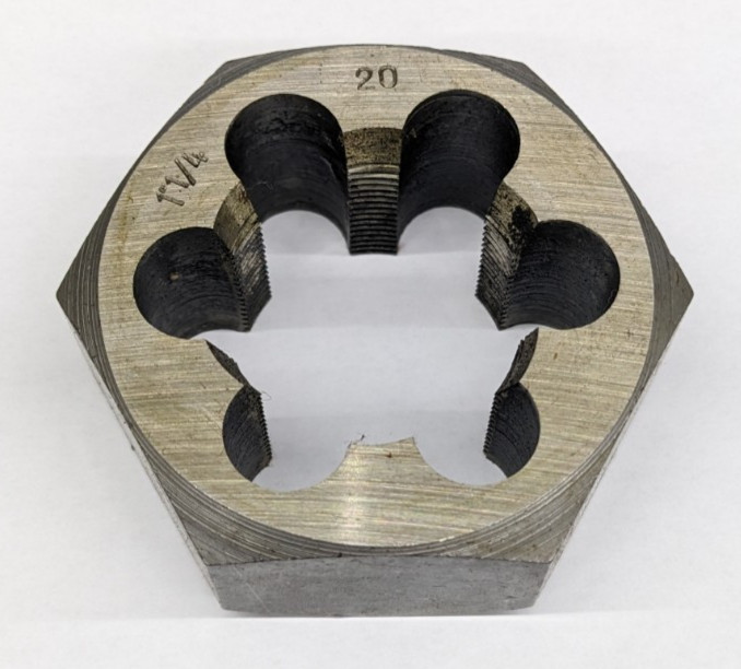 1-1/4"-20 Hex Die Carbon Steel 2-3/16" OD Across Flats