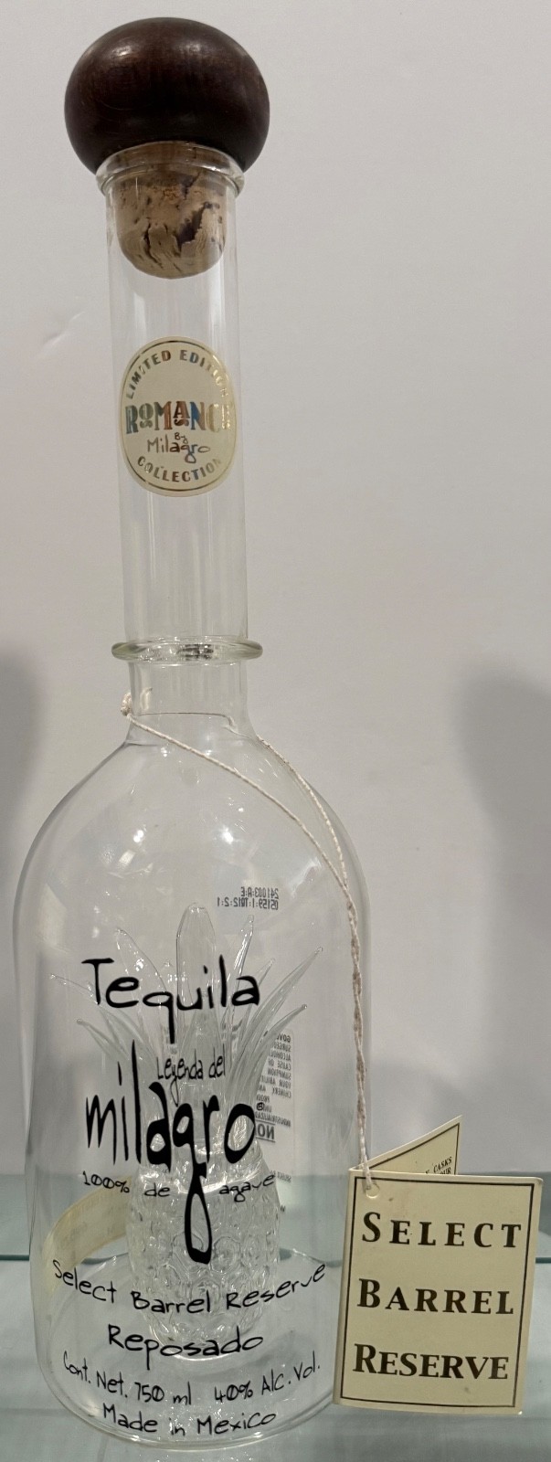 Tequila Milagro Select Barrel Reserve Reposado Empty Bottle Limited Edition