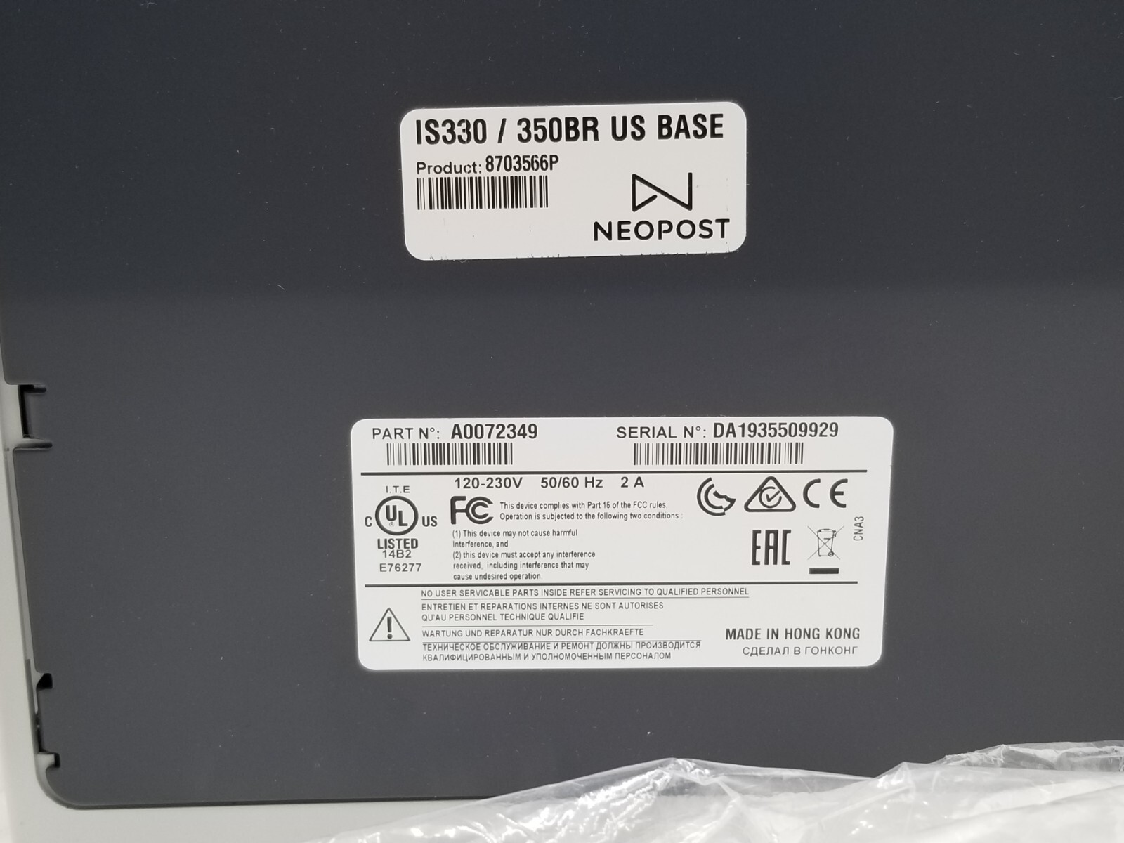 NEOPOST A0072349 MAILING MACHINE -OPEN BOX- - WITHOUT BOX-