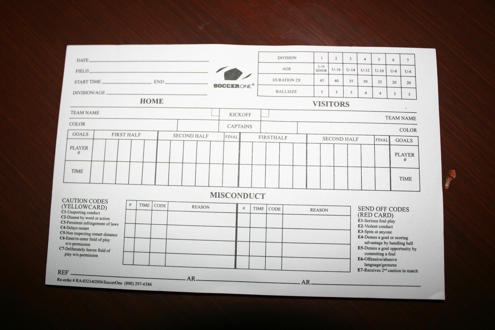 Soccer referee Match Report sheets (qty 50 per pack)